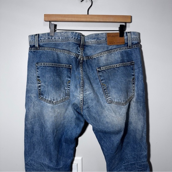 Selected Homme Men's Blue Tapered Jeans Size 38 Button Fly - Picture 4 of 14